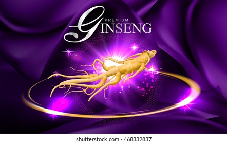 Ginseng Premium on Red Background Vector.