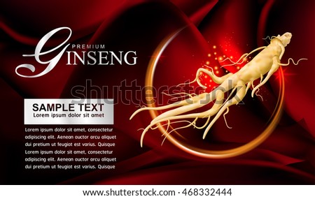 Ginseng Premium on Red Background Vector.