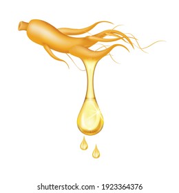 Ginseng root extract for folk medicine and Skin Care Cosmetic Products. Health supplement. On a white background. Vector EPS10