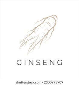 Ginseng Root Line Art Vector Illustration Logo