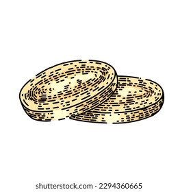 ginseng root slice hand drawn. herbal herb, nature leaf, plant health, korean medical, healthy chinese ginseng root slice vector sketch. isolated color illustration