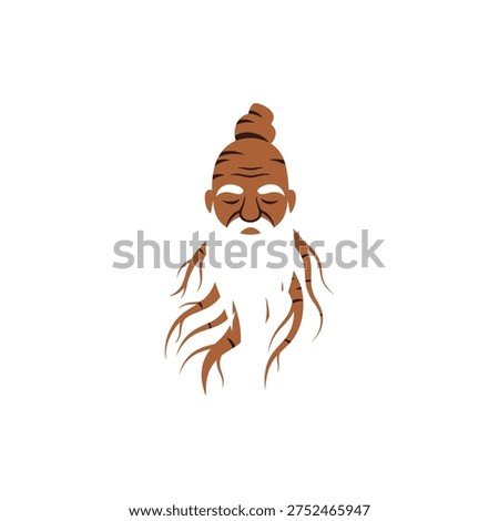 Ginseng Root Wise Old Man Concept Flat Herbal Vector