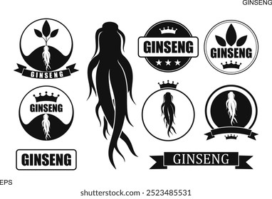 Ginseng set. Isolated ginseng on white background
