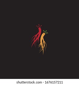 Ginseng vector icon illustration design template on black background
