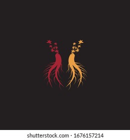 Ginseng Vektorillustration Symbol-Design-Vorlage auf schwarzem Hintergrund