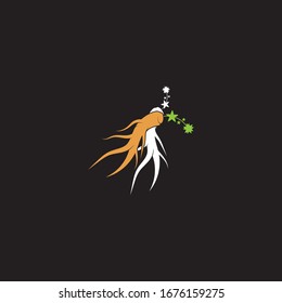 Ginseng vector icon illustration design template on black background