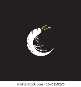 Plantilla de diseño de ilustración de icono de vector Ginseng en fondo negro