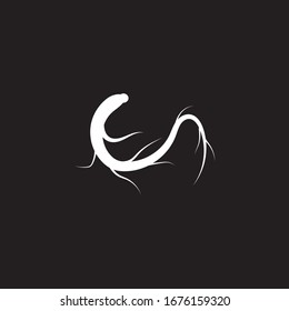 Ginseng vector icon illustration design template on black background