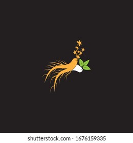 Ginseng vector icon illustration design template on black background