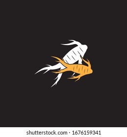 Plantilla de diseño de ilustración de icono de vector Ginseng en fondo negro