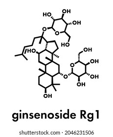 Ginsenoside Rg1 ginseng molecule. Skeletal formula.