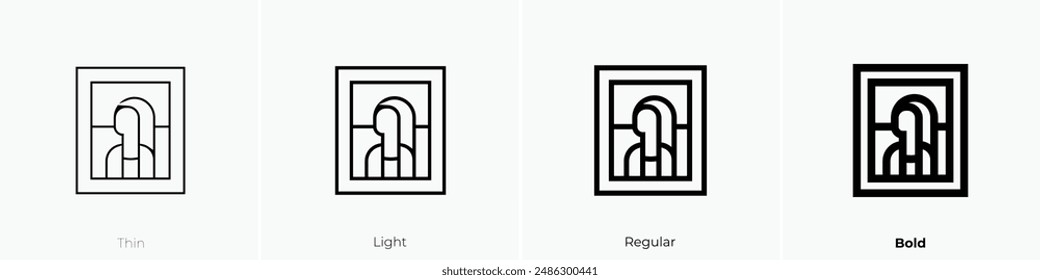 Icono de Gioconda. Diseño de estilo fino, ligero, regular y audaz aislado sobre fondo blanco