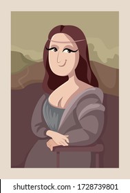 Ilustración vectorial Giconda Mona Lisa Cartoon Style
Famoso retrato de pintura al óleo de Renascence de una mujer sonriente
