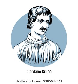 Giordano Bruno - Italian Catholic priest, Dominican monk, pantheistic philosopher and poet; author of numerous treatises. Vector illustration, hand drawn.