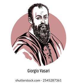 Giorgio Vasari was an Italian painter, architect and writer. One of the founders of modern art criticism. Hand drawn vector illustration