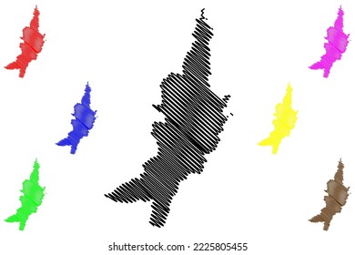 Gioura island (Hellenic Republic, Greece, Greek island, Sporades Archipelago) map vector illustration, scribble sketch Youra or Gerontia map