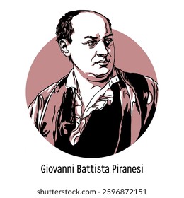 Giovanni Battista Piranesi - a famous Italian architect and artist, known for his engraved architectural landscapes. Hand-drawn illustration