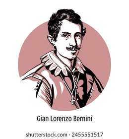 Giovanni Lorenzo Bernini was an Italian architect and sculptor, considered the creator of the Baroque style in sculpture. Hand-drawn vector illustration