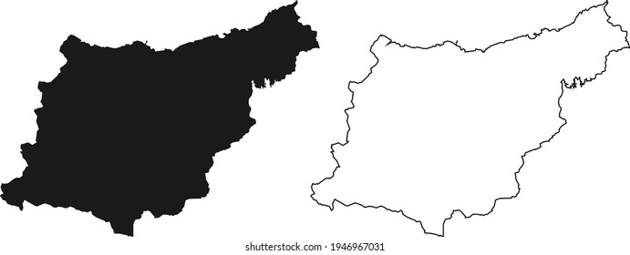 Gipuzkoa Spain Map Blank Vector Black Silhouette and Outline