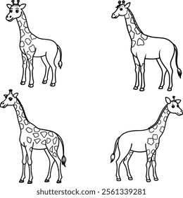 Giraff bundle line art and illustrator eps