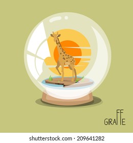 giraff in glass ball. stuffing. vector illustration