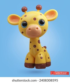 Giraffe, 3d render vector cartoon icon