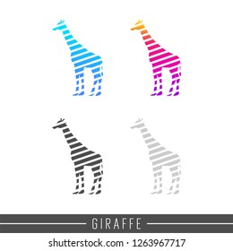 Giraffe abstract stripe silhouette. Animal design illustration silhouette
