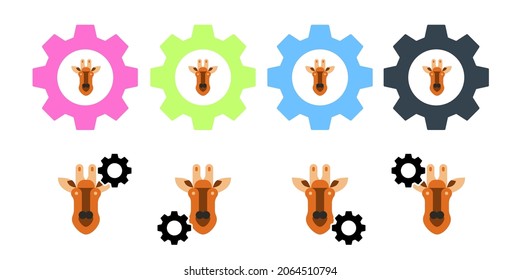 Giraffe, africa, animal vector icon in gear set illustration for ui and ux, website or mobile application