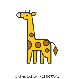 giraffe, African animal in zoo icon set, filled outline design