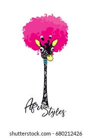 Giraffe with "Afro styles" text