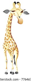 giraffe alone look arround