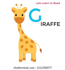 Giraffe Animal alphabet or reading education animal names. Cute Animal Alphabet