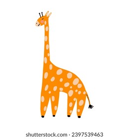 Giraffe animal. Brightly colored childish print. Cute animal for Mother's Day. Colorful kids vector illustration