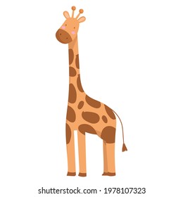 giraffe animal cartoon flat isolated