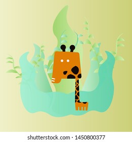 giraffe animal cartoon vector illustration