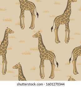 Giraffe animal color seamless pattern background illustration vector