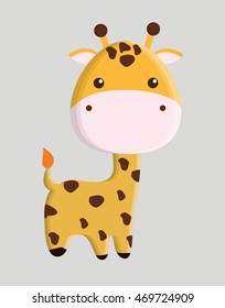 giraffe animal cute little cartoon icon. Colorful and flat design. Vector illustration