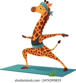 The giraffe animal is doing yoga