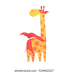 Giraffe Animal Dressed As Superhero With A Cape Comic Masked Vigilante Geometric Character