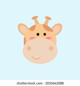 Giraffe animal head cute cartoon illustration