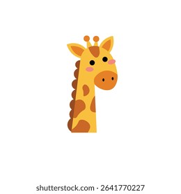 Giraffe Animal Head in Flat Vector