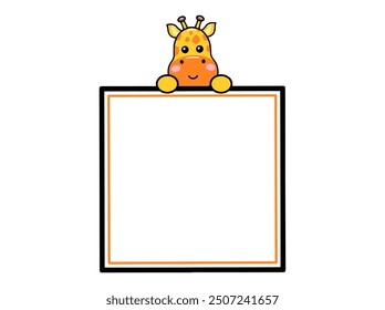 Fondo de marco cuadrado de cabeza de animal de jirafa