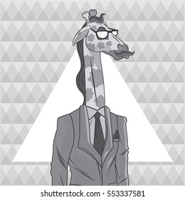 giraffe animal hipster style triangule background