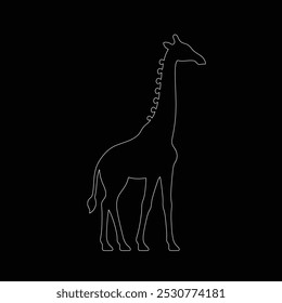 Giraffe Animal Line Art Sketch Illustration. Curve One Line Doodle Giraffe Silhouette, Line art of giraffe cartoon vector