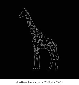 Giraffe Animal Line Art Sketch Illustration. Curve One Line Doodle Giraffe Silhouette, Line art of giraffe cartoon vector