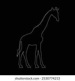 Giraffe Animal Line Art Sketch Illustration. Curve One Line Doodle Giraffe Silhouette, Line art of giraffe cartoon vector