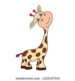 giraffe animal outline isolatedo white background. cute aimal