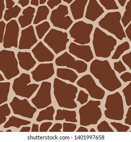 Giraffe animal skin print. Seamless texture  vector pattern. Brown tiles on beige background imitate giraffe skin. Perfect for fashion, fabric, cards, scrapbooking, wrapping paper and home decor.