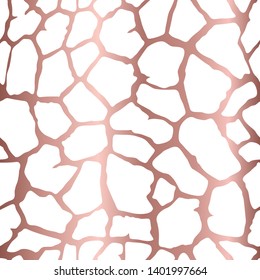 Giraffe animal skin print. Seamless texture  vector pattern. Rose gold. Tiles on  background imitate giraffe skin. Perfect for fashion, fabric, cards, scrapbooking, wrapping paper and home decor.