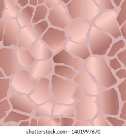 Giraffe animal skin print. Seamless texture  vector pattern. Rose gold. Tiles on  background imitate giraffe skin. Perfect for fashion, fabric, cards, scrapbooking, wrapping paper and home decor.